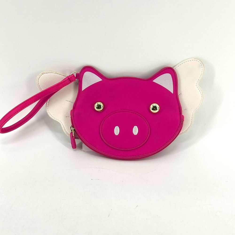 Luv Betsey by Betsey Johnson Flying Pig Coin Purse Wristlet Fuchsia LBKIIT3D NWT